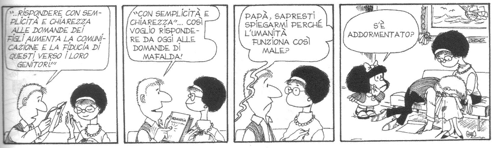 Mafalda alle prese con i suoi genitori