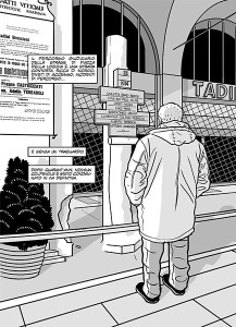 Manlio Milani di fronte alla targa che ricorda le vittime della strage