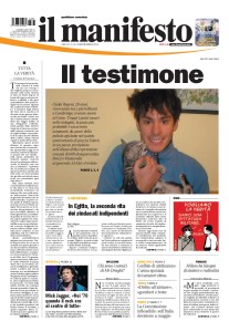 il manifesto del 5 febbraio 2016 con l'ultimo articolo di Giulio Regeni